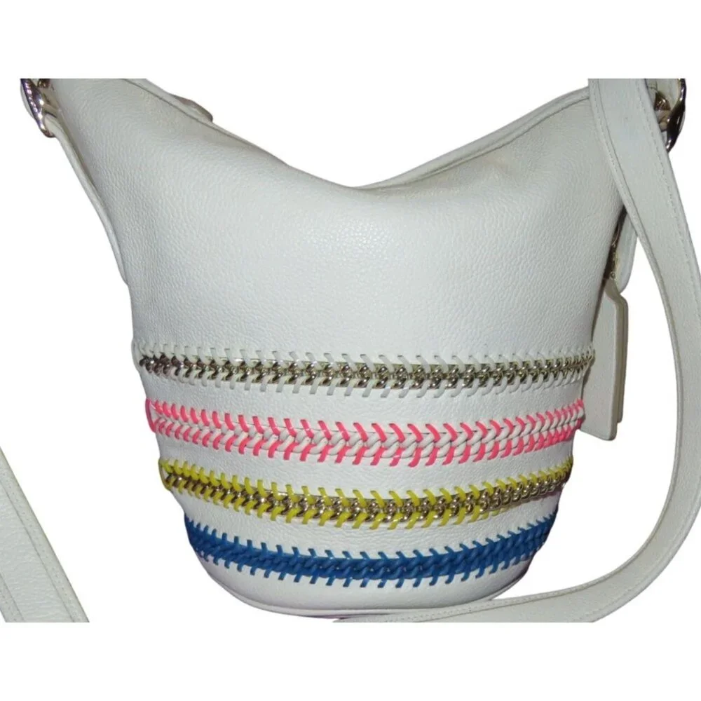 Coach 2015 Leather Chain Whiplash Whipstitch Crossbody Mini Duffle Bag 35373